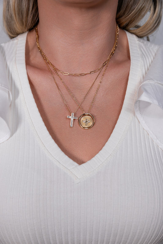 Petit Zirconia Diamond Cross Necklace