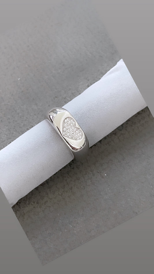 Squared Domed Heart Ring