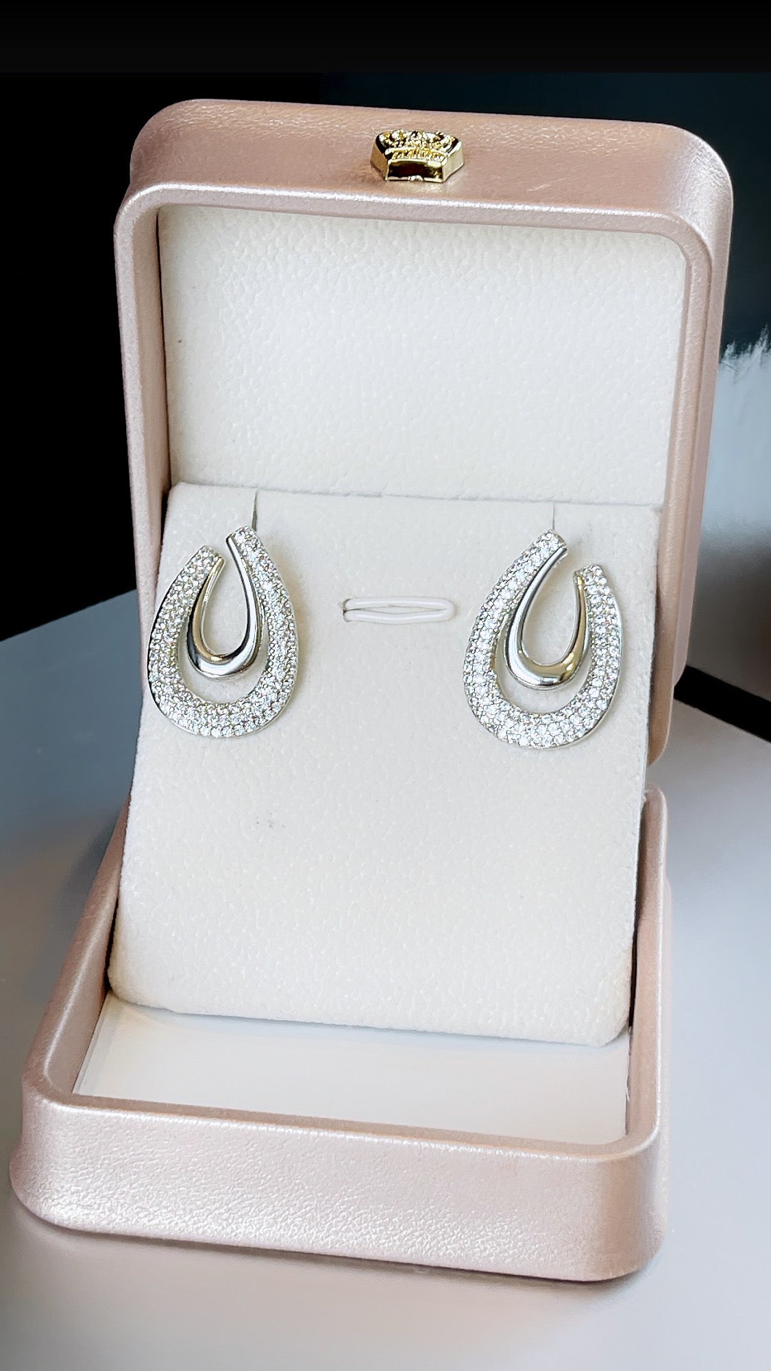 Hollow Pave Drop Earring