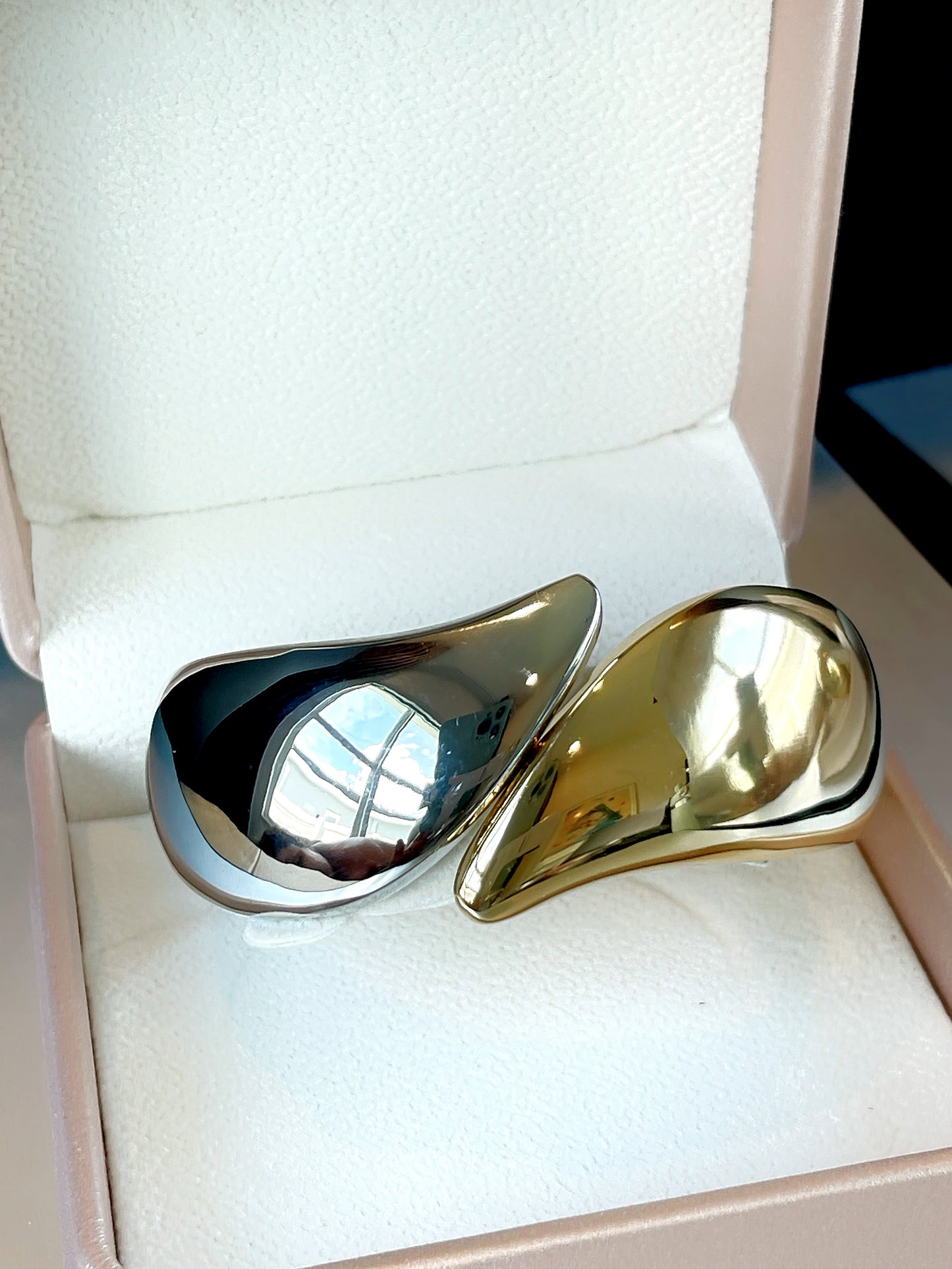 Mix Metal Leaf Cuff Bracelet