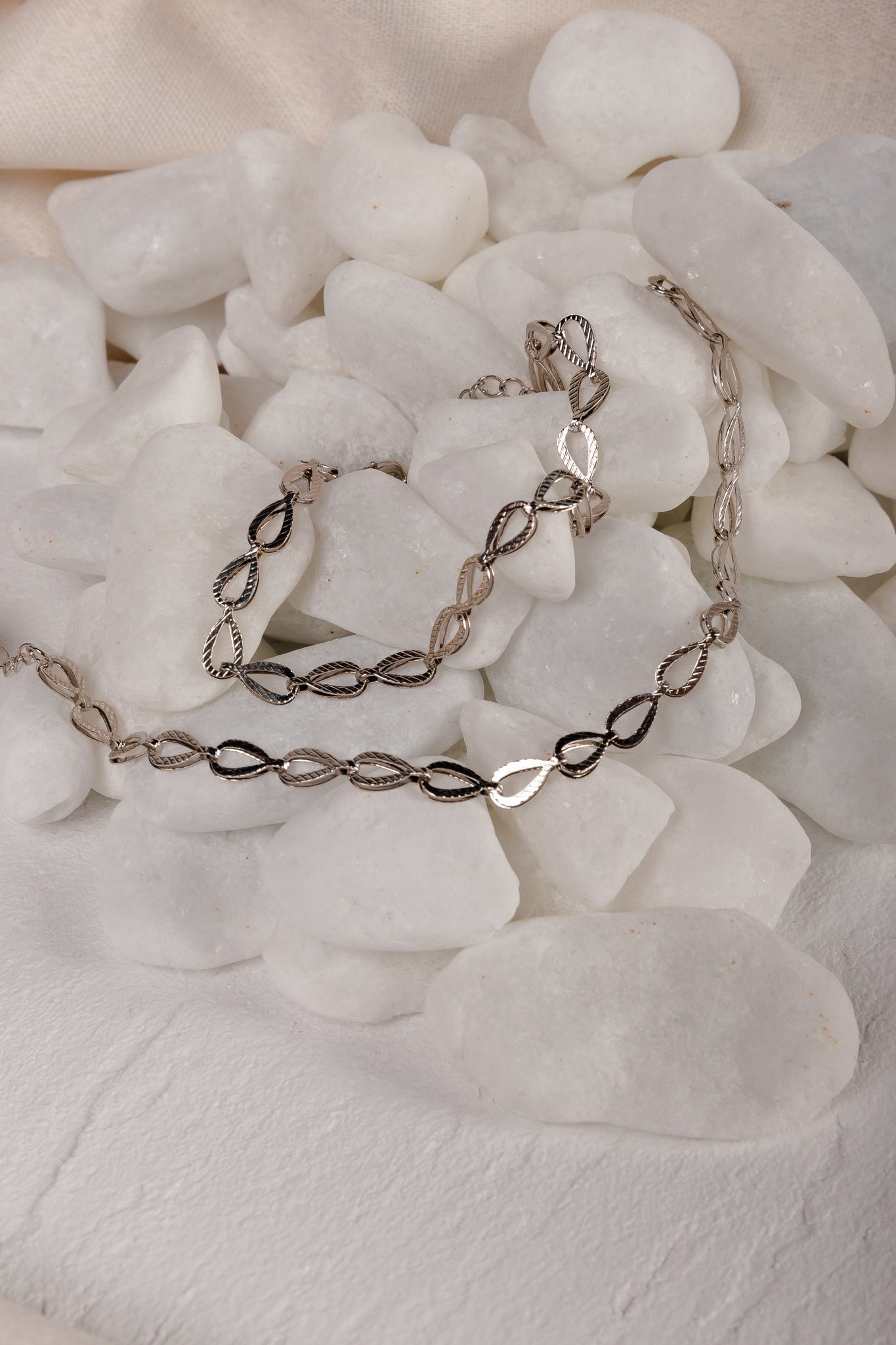 Rhodium Droplet Link Bracelet