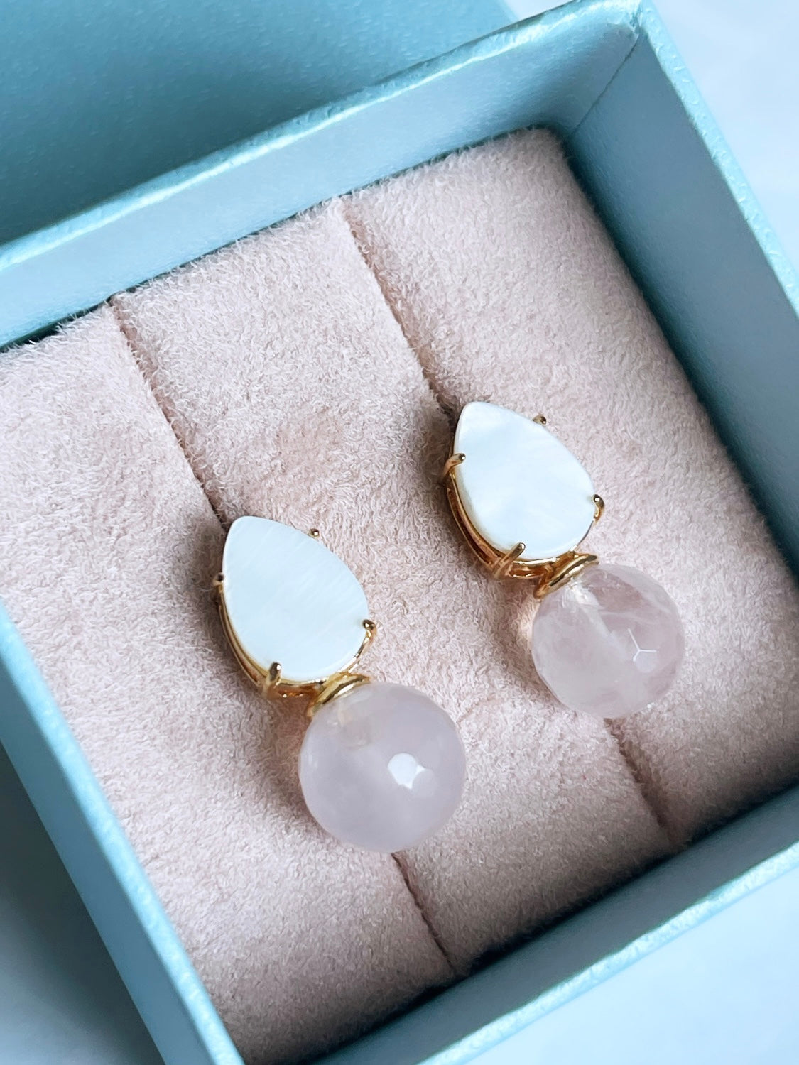 Gemstone Ball and Mother Pearl Earring