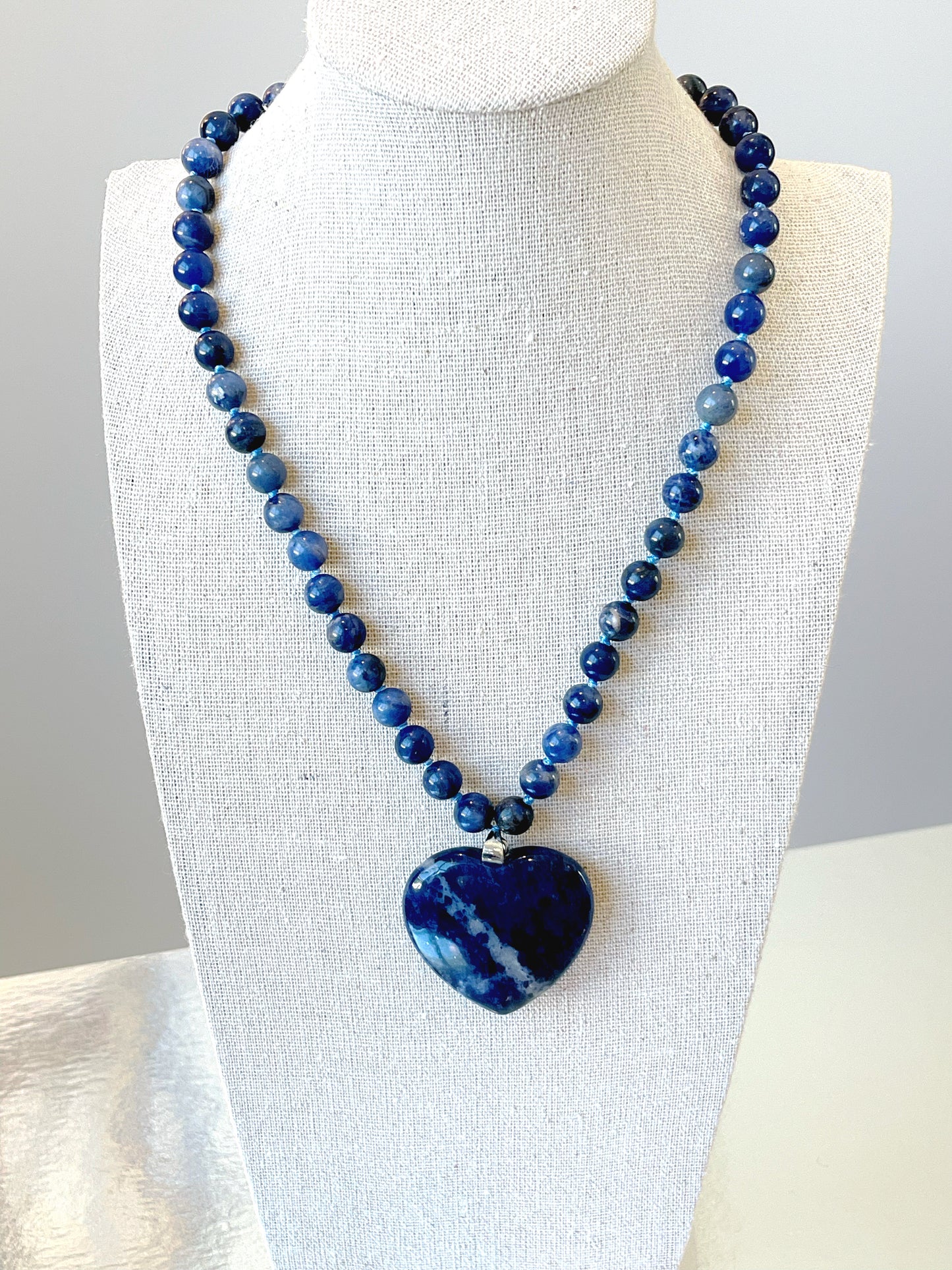 Blue Sodalite 8MM Heart Necklace