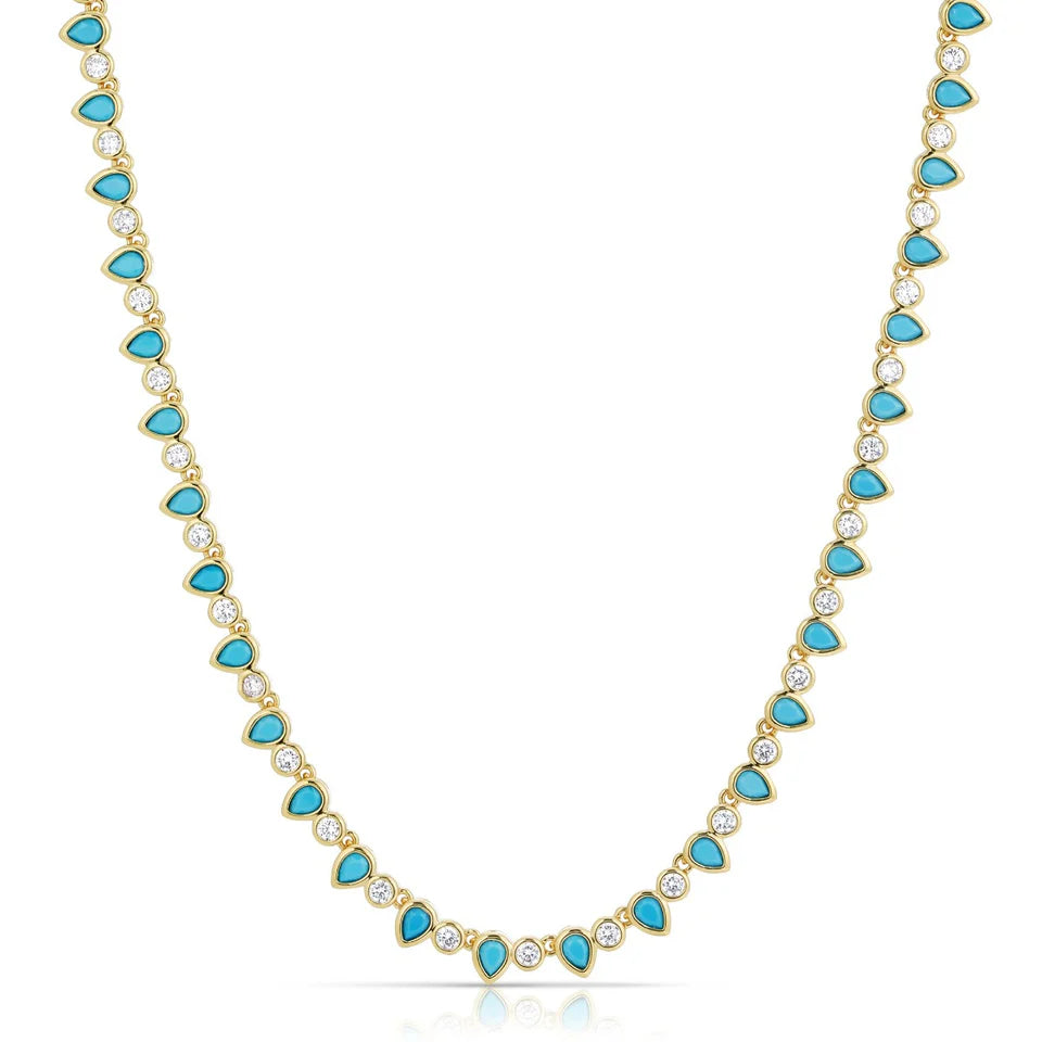 Turquoise & Diamond LabGem Riviera and Tenis Bracelet
