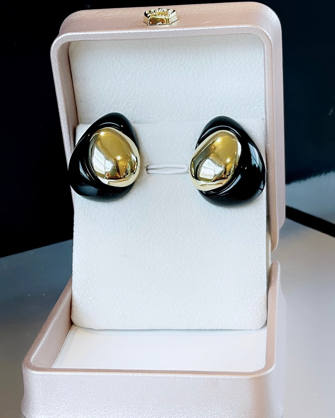 Glossy Black Enamel Organic Earring