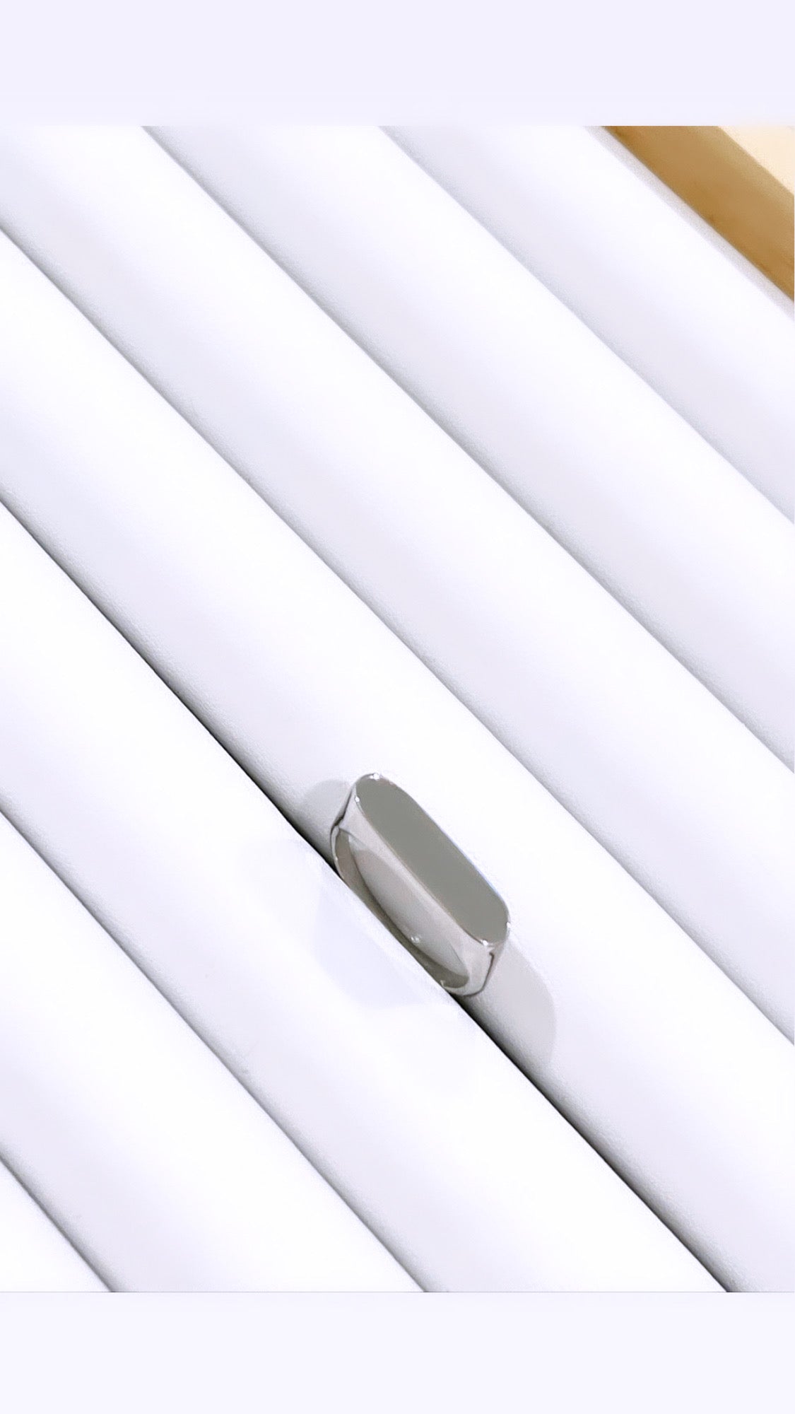 Glossy Squared Rhodium Ring
