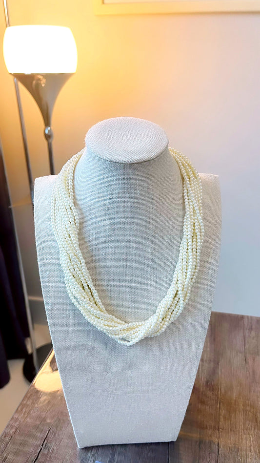 10 Layer Shell Pearl Torsade Necklace