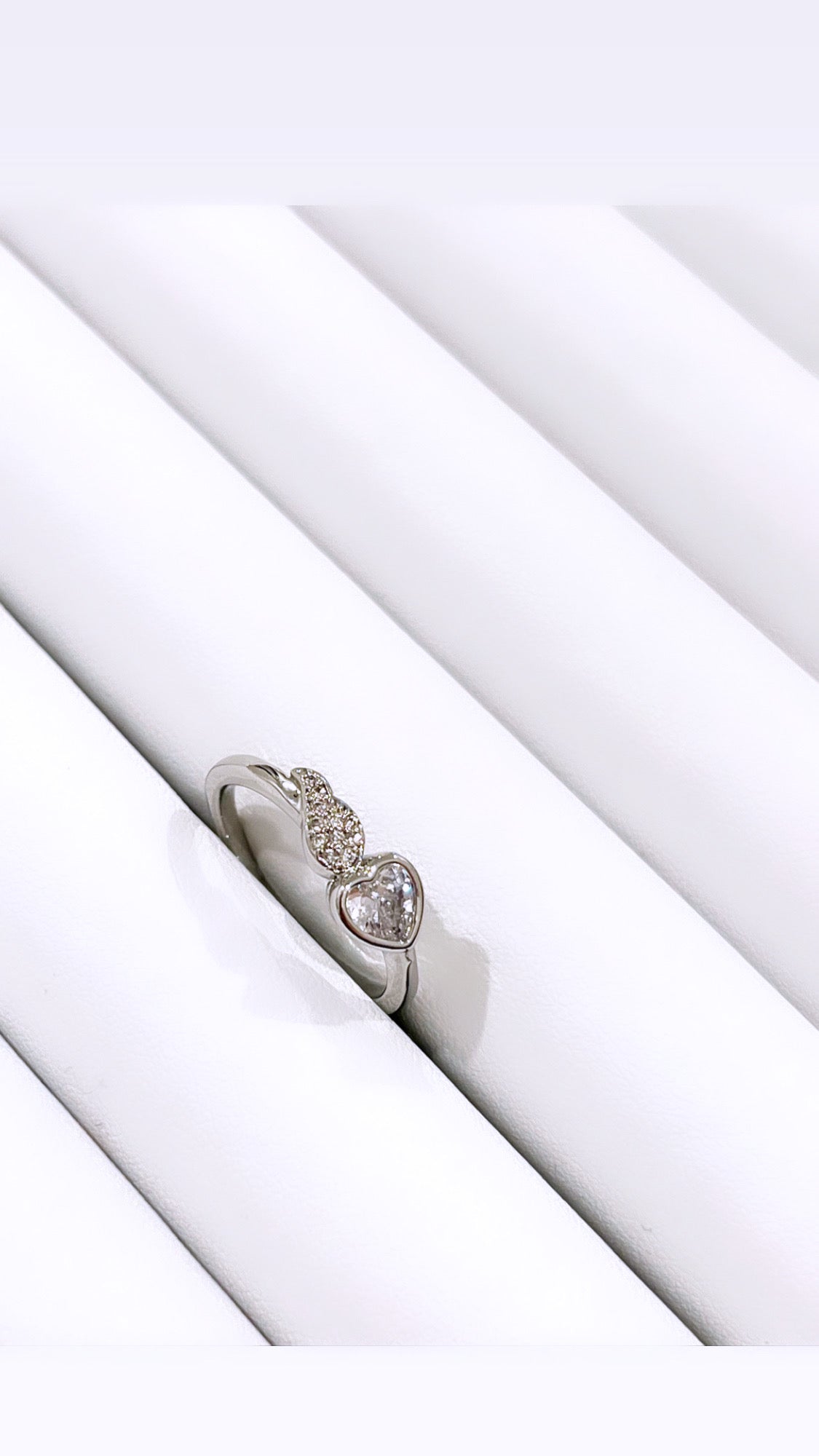 Zirconia Heart and Wing Ring