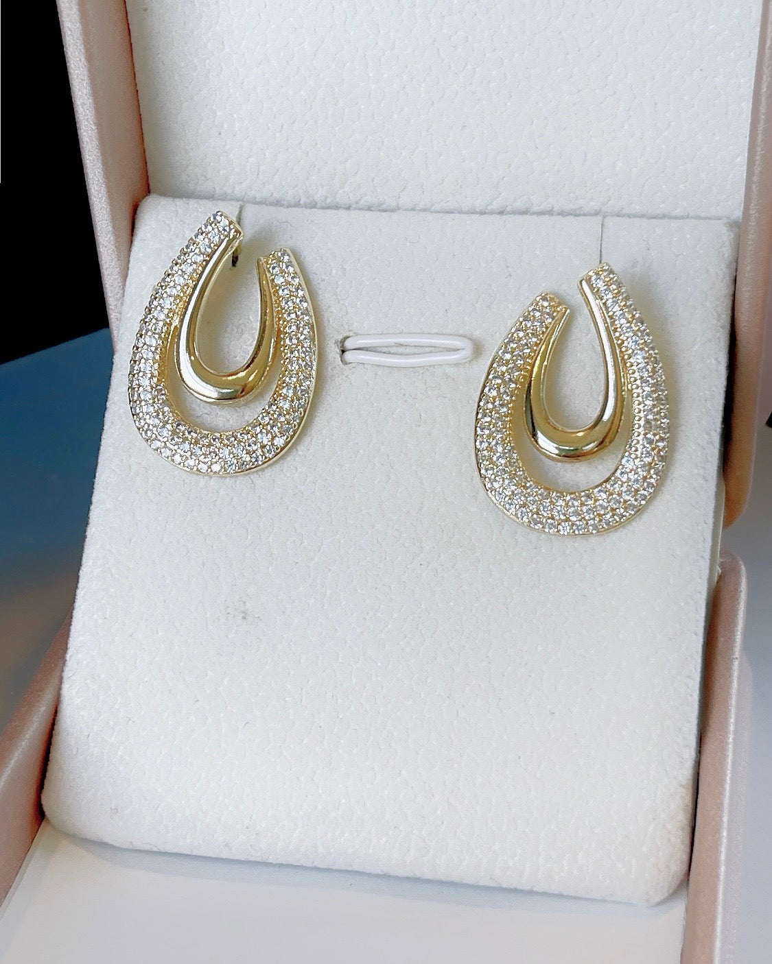 Hollow Pave Drop Earring