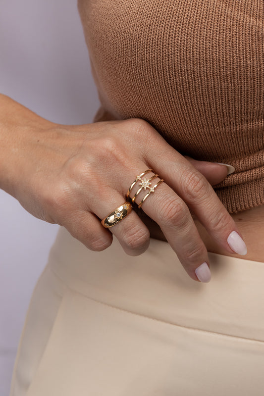 Sleek Stud Stars Ring