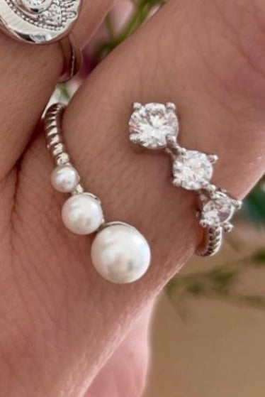 Spheres and Pearl Open Ring
