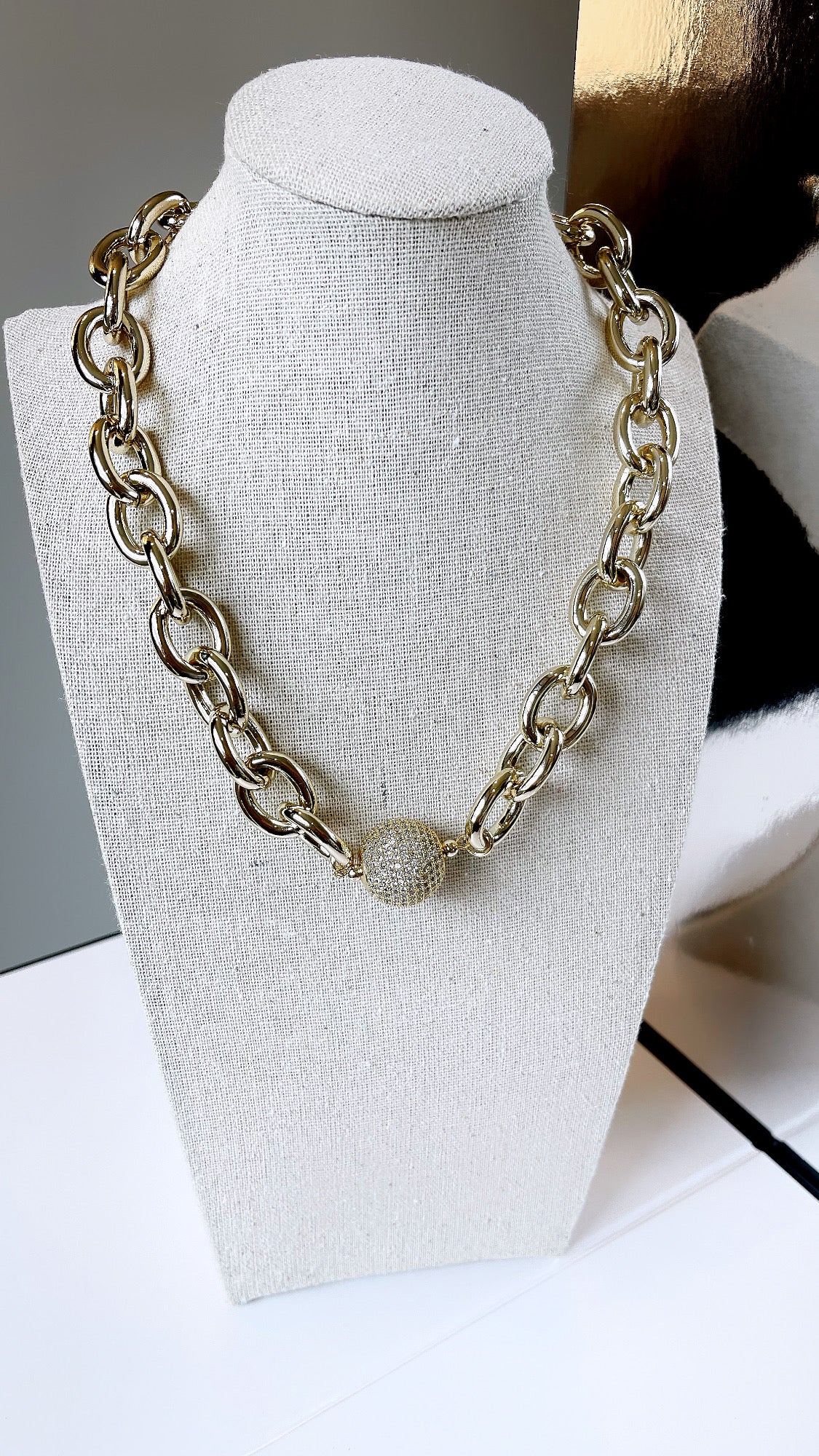 Pave Ball Maxi Links Necklace