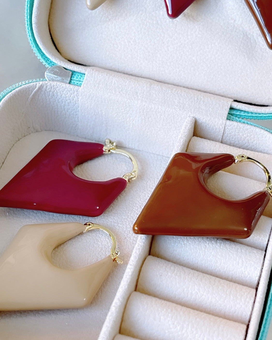 Enamel Triangle Earring Hoop