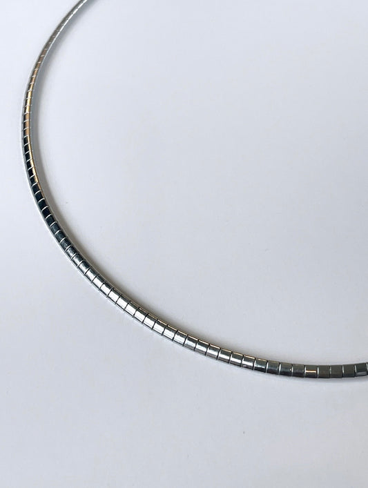 3MM Omega Rhodium Necklace