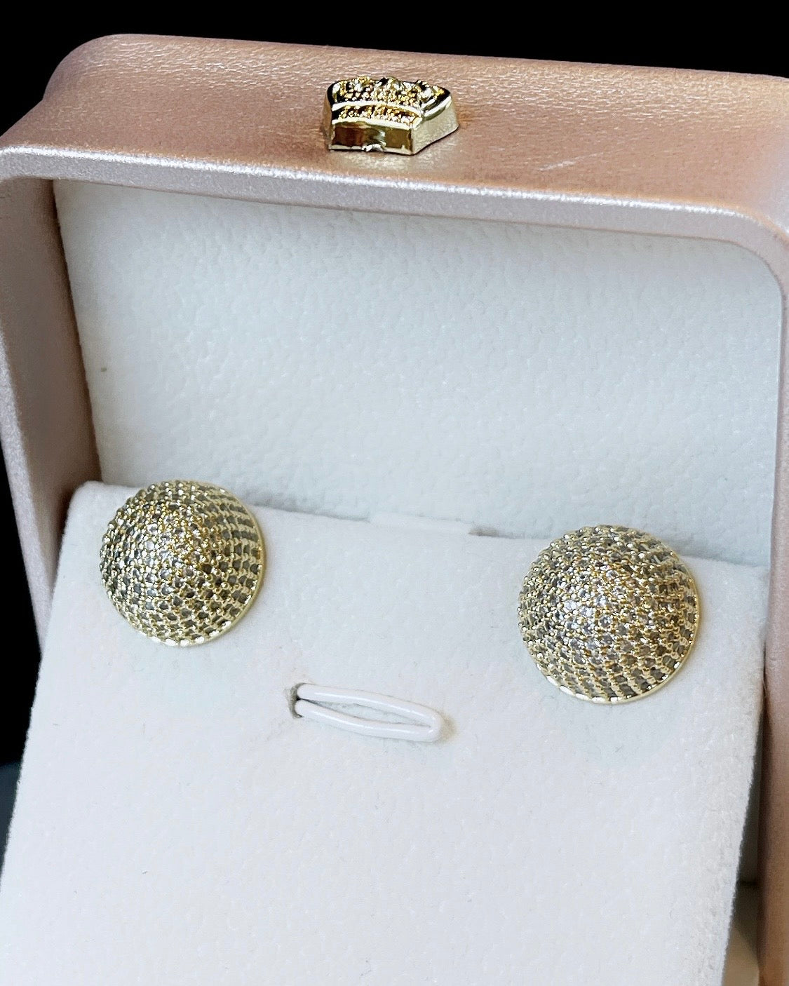 Pave Half Ball Earring