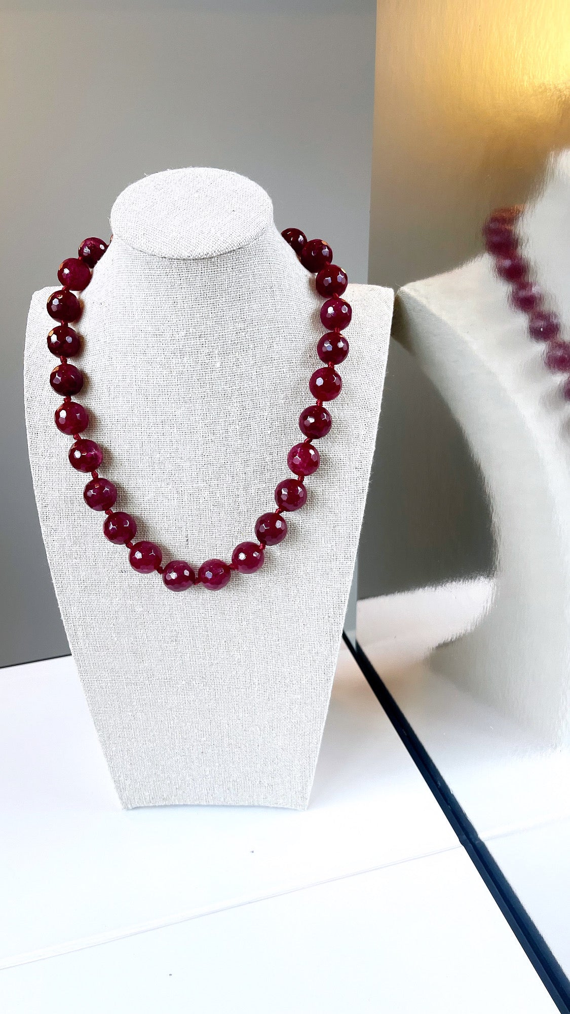 Cherry 14MM Agate Pave Ball Necklace