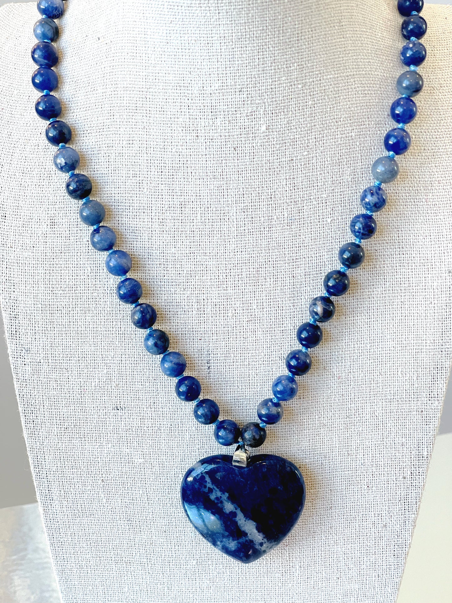 Blue Sodalite 8MM Heart Necklace