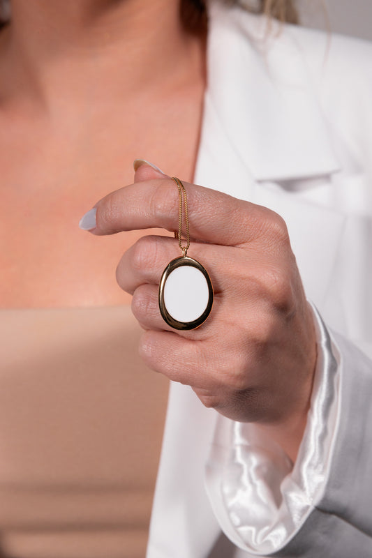 Long 2 Sided Enamel Medallion Necklace