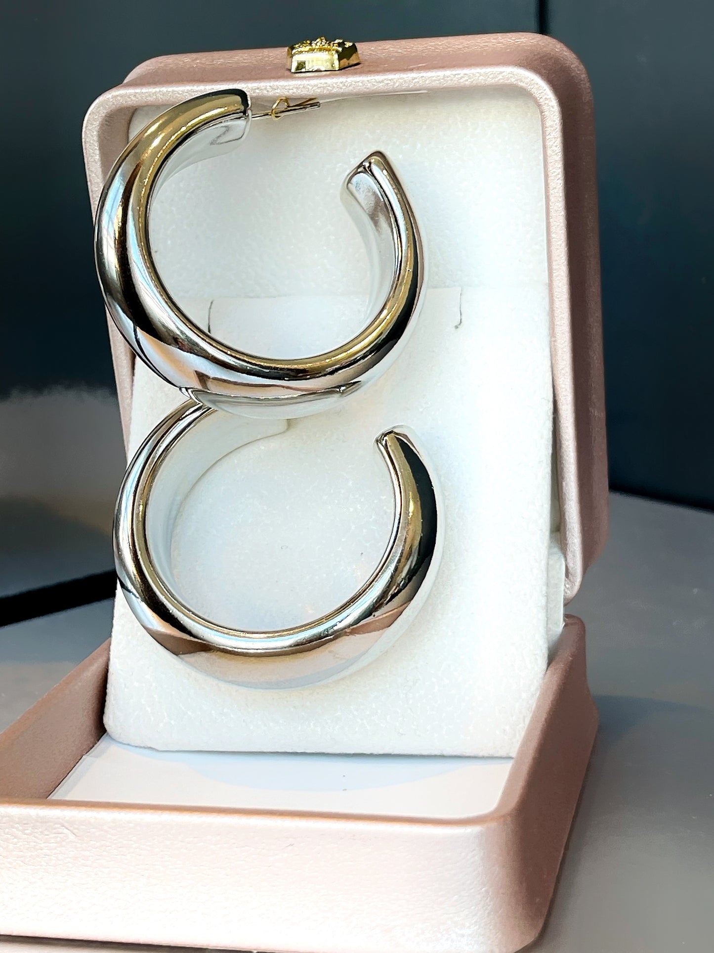 Maxi Tube Rhodium Hoop Earring