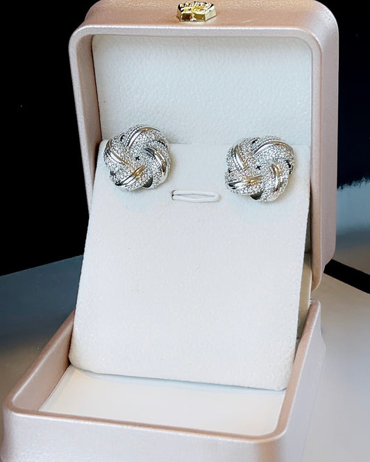 Rhodium Pave Swirl Earring