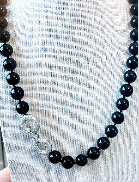 Infinity Black Agate Necklace