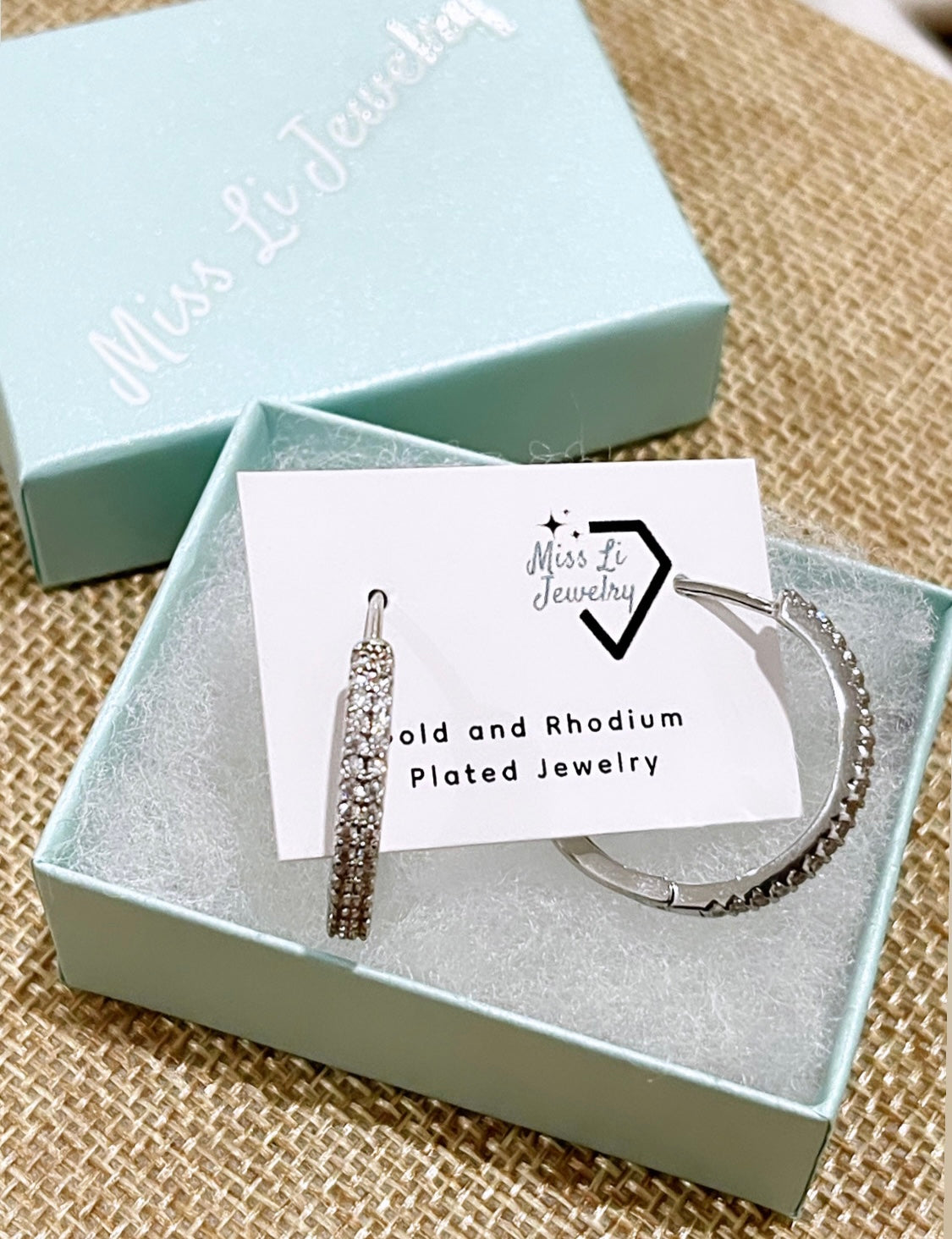 Double Pave Rhodium Hoop