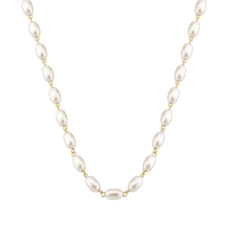Long Oval Pearls Necklace