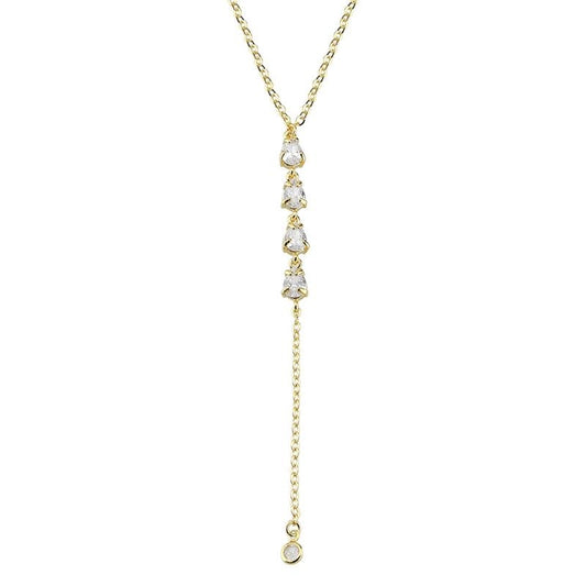 Tie Zirconia Drops Necklace