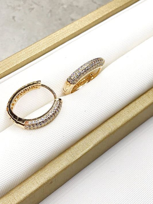 Medium Triple Pave Oval Hoop Earring