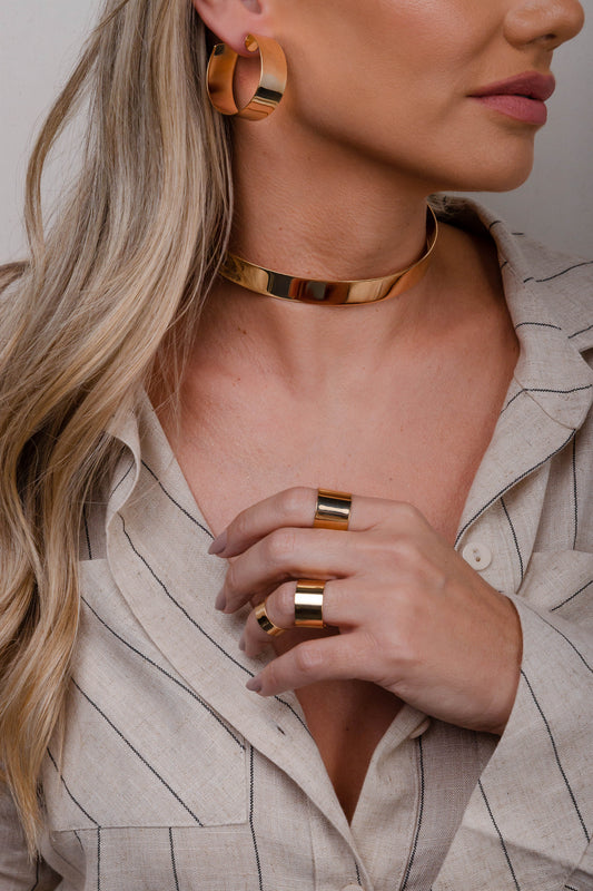 Sleek Glass Organic Trio Ring