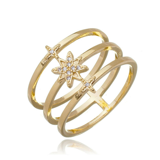 Hollow 3 lines Stars Ring