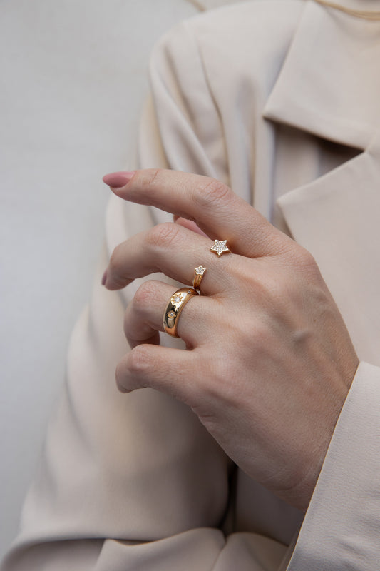 Gold Star Open Ring