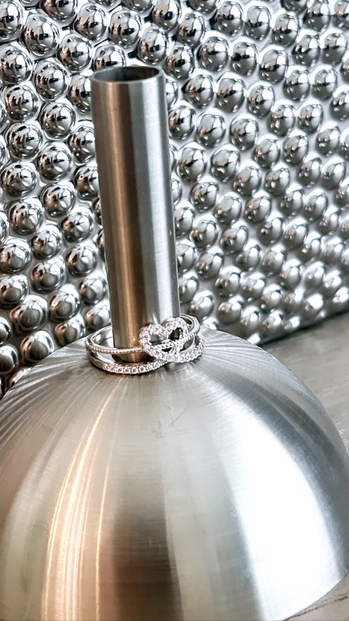 Bow Heart Rhodium Ring