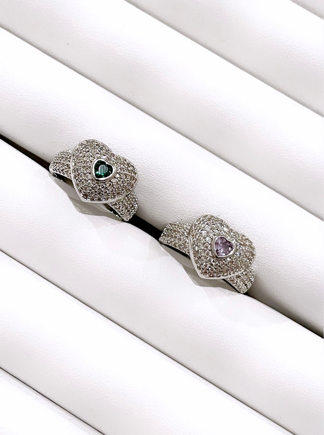 Domed Heart Amethyst Ring