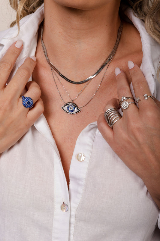 Maxi Wave Rhodium Ring