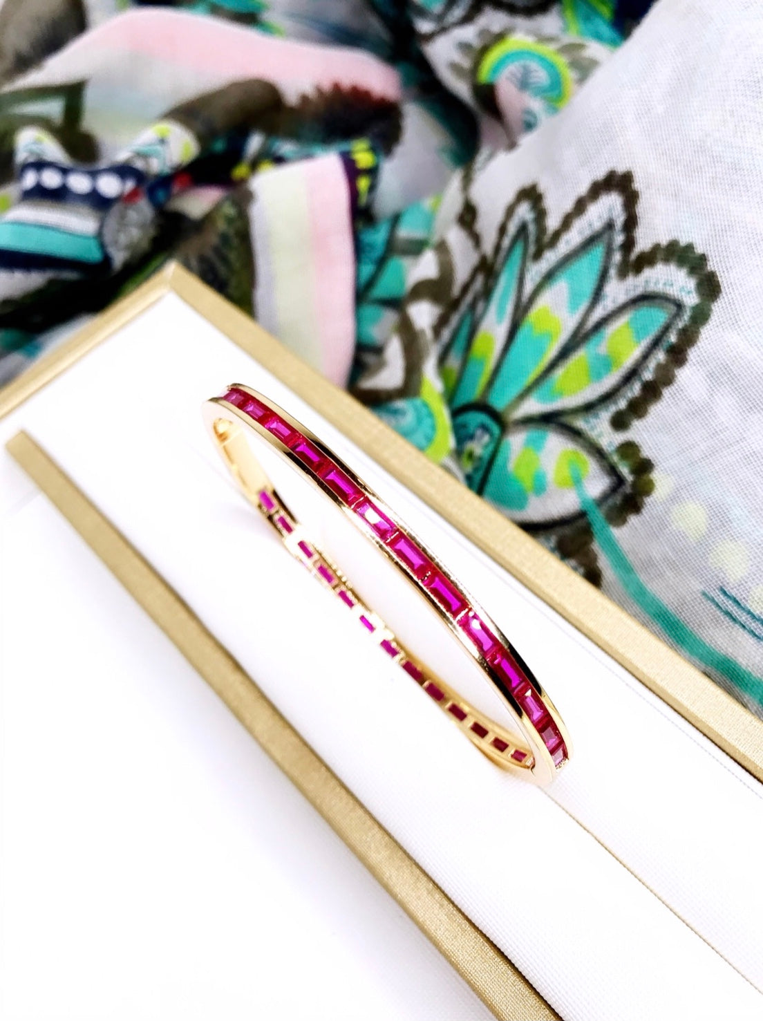 Pink Zirconia Bangle Bracelet