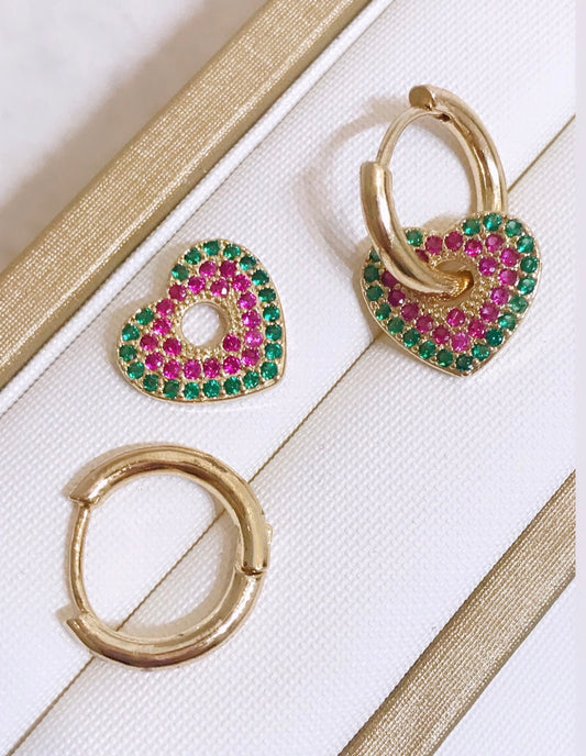 2 in 1 Color Heart Hoop Earring