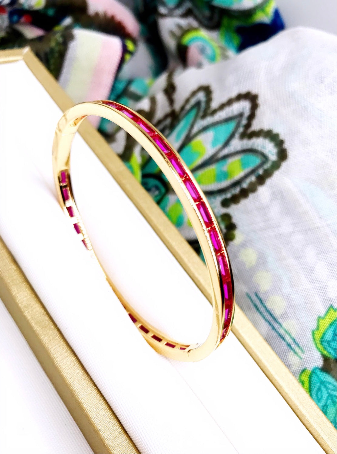 Pink Zirconia Bangle Bracelet