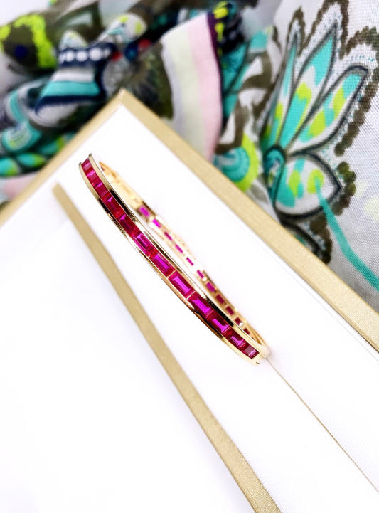 Pink Zirconia Bangle Bracelet