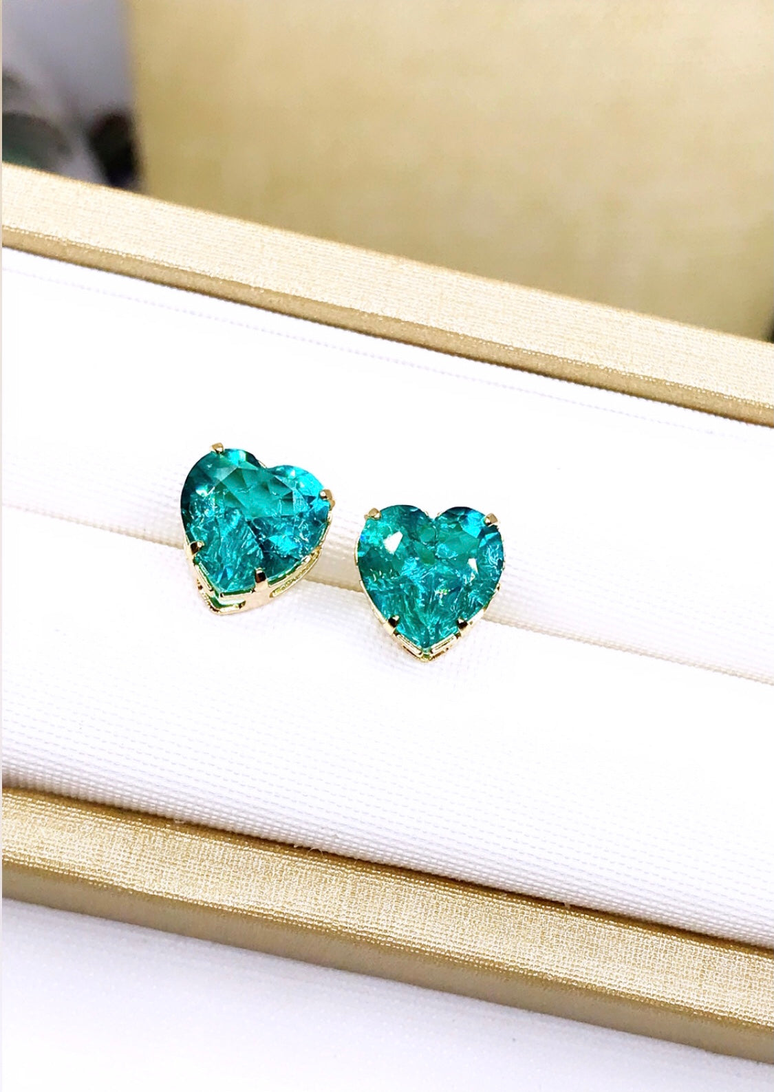 Tourmaline Paraiba Heart Crystal Earring
