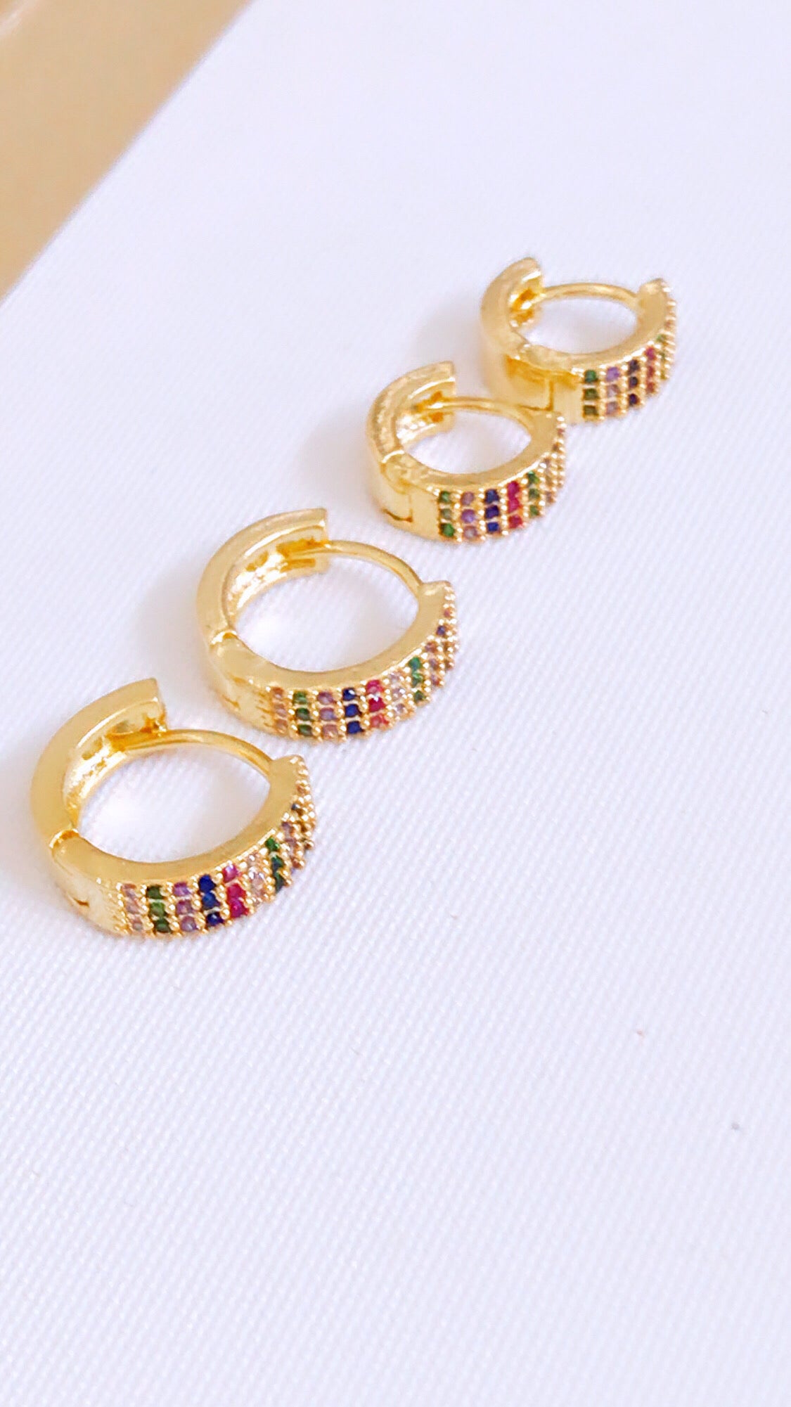 Duo Double Colors Pave Hoop Earring