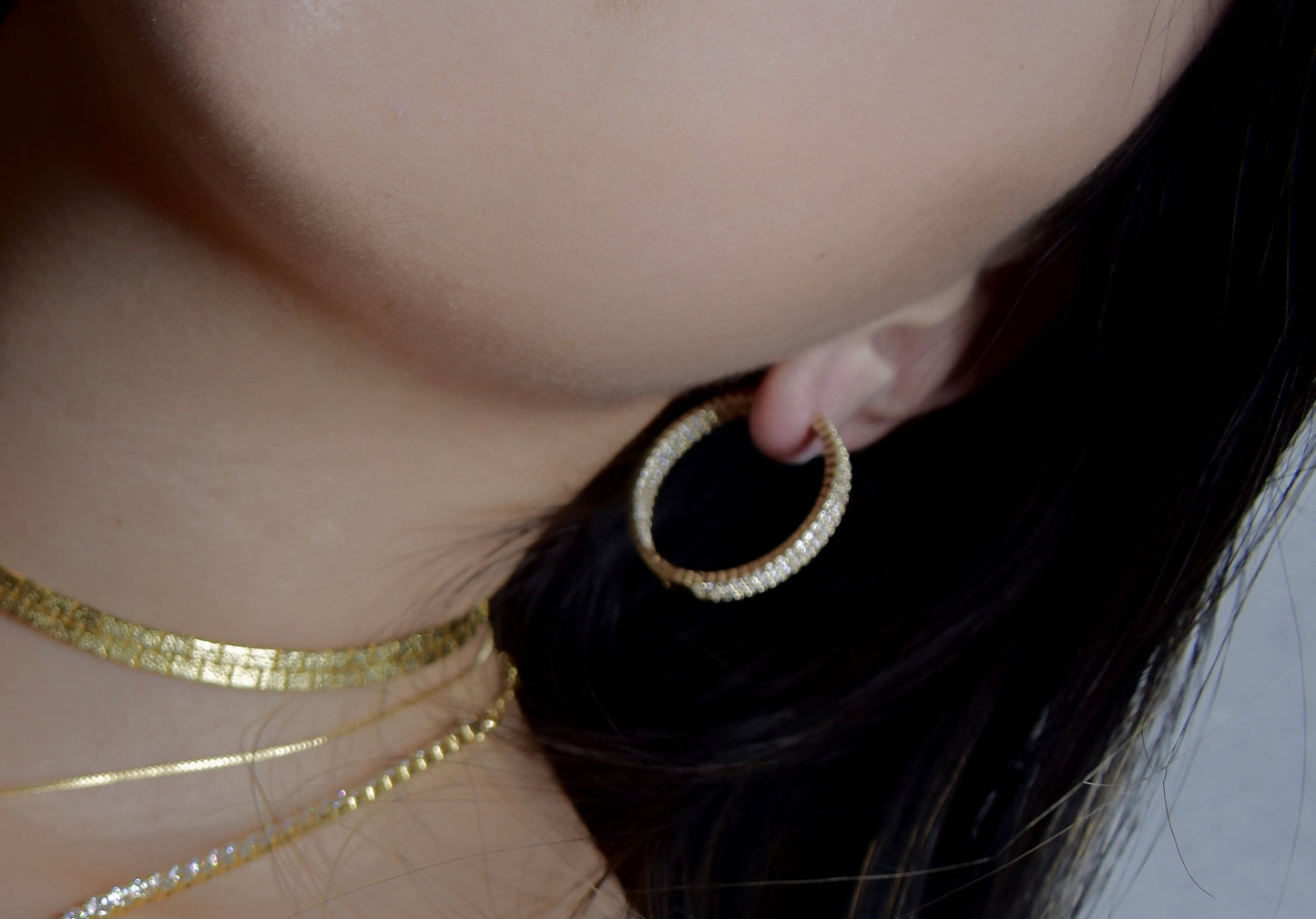 Lux Pave Hoop Earring