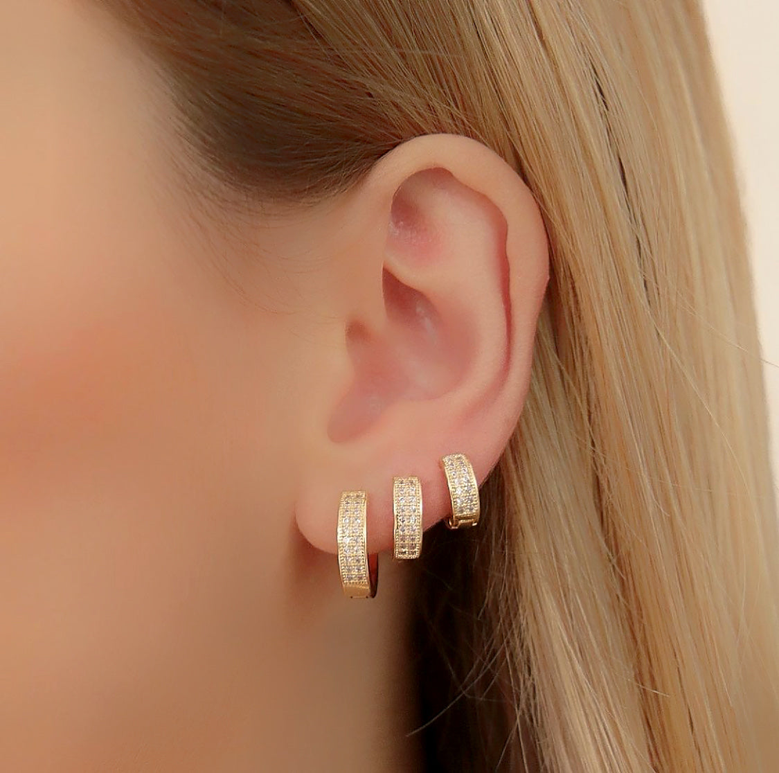 Duo Double Pave Hoop Earring