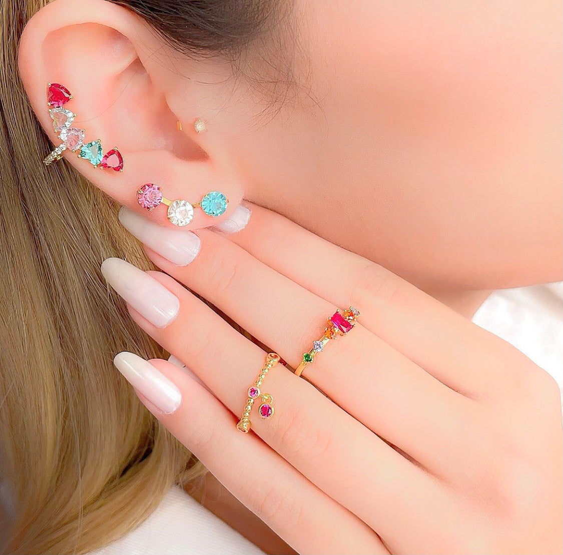 Zirconia Hearts Fake Piercing