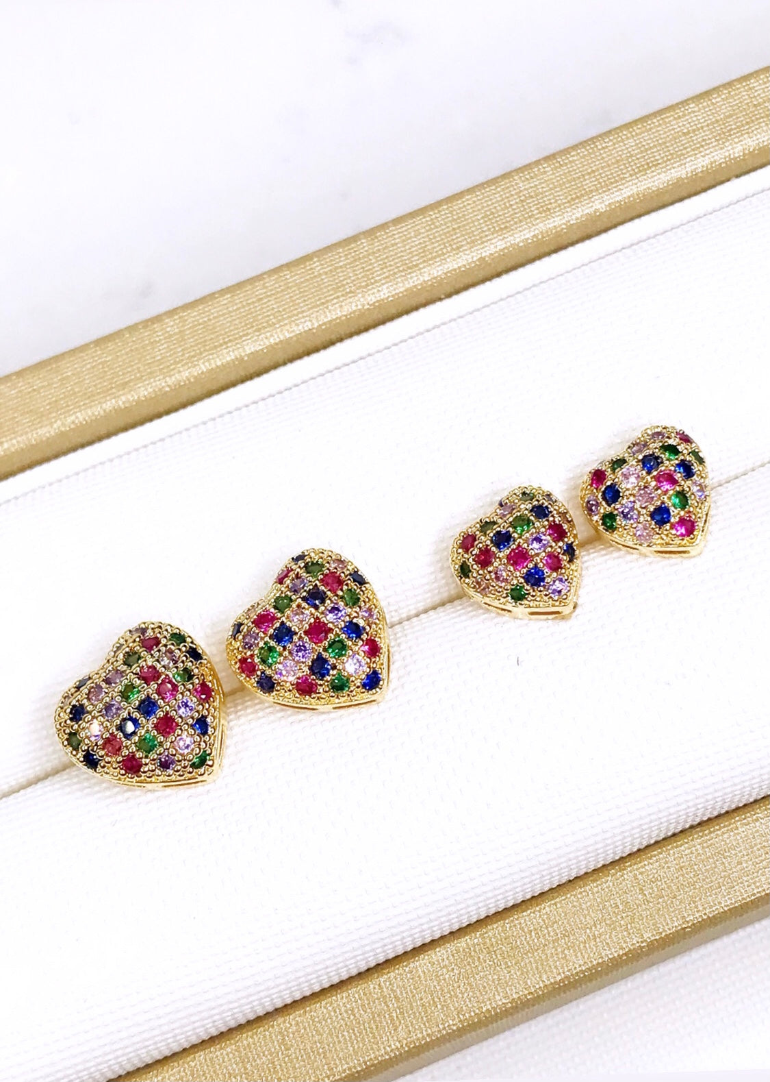 Duo Colored Pave Heart Earring