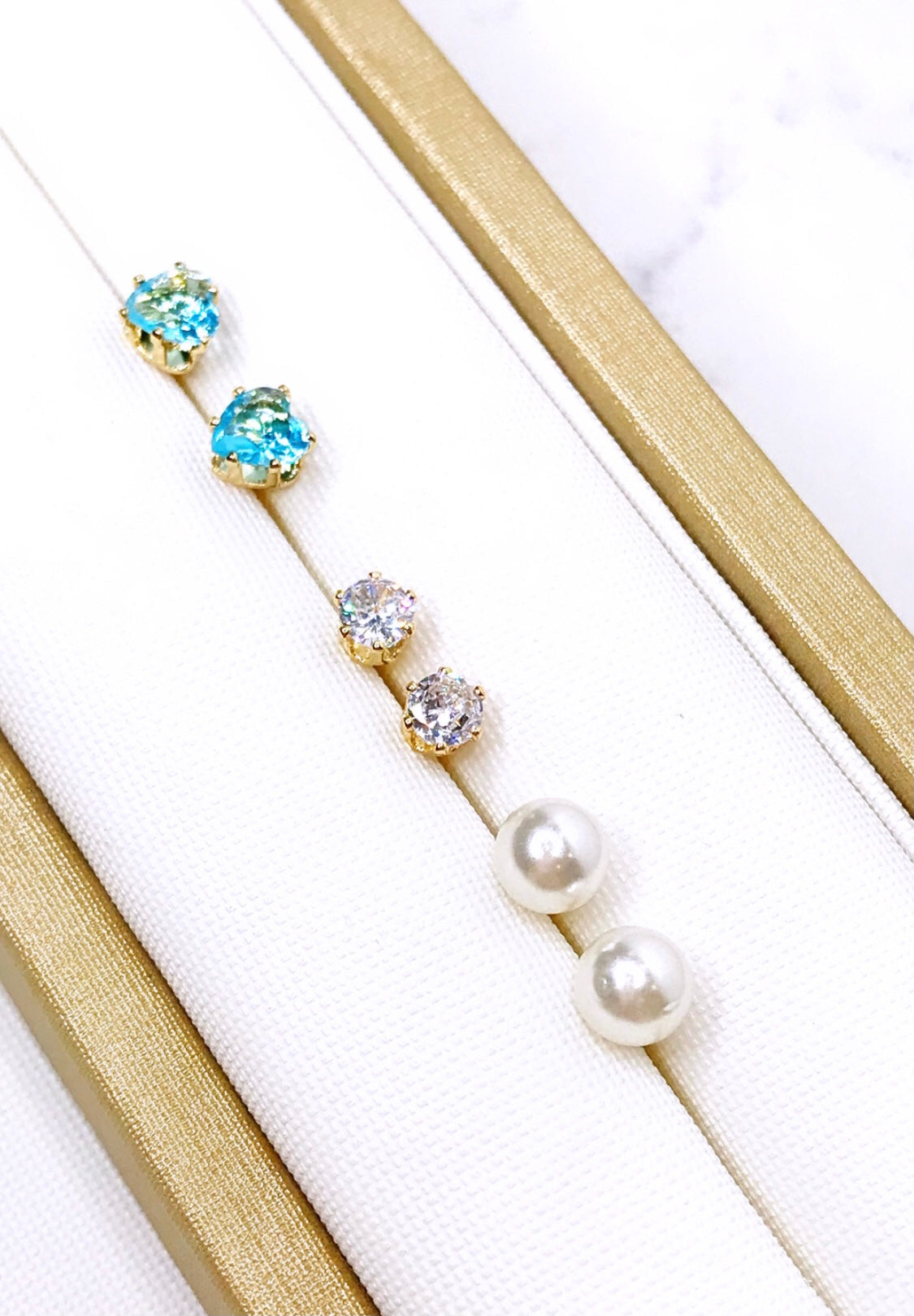 Trio Petit Solitaire Earring Set