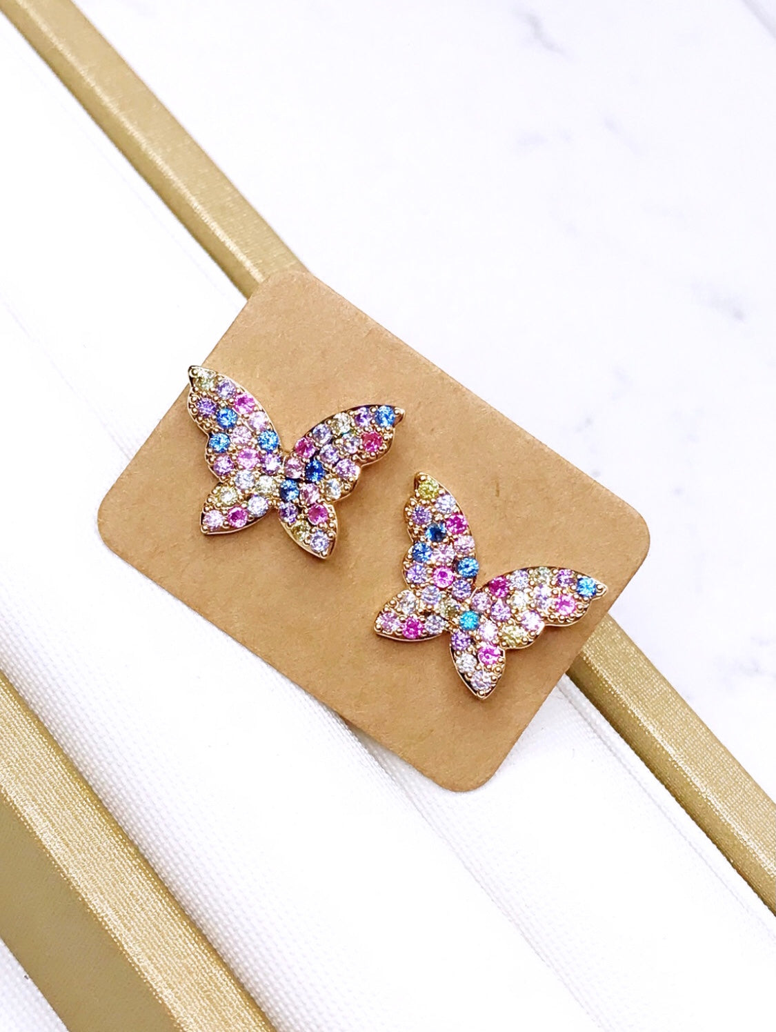 Colored Pave Butterfly Earring