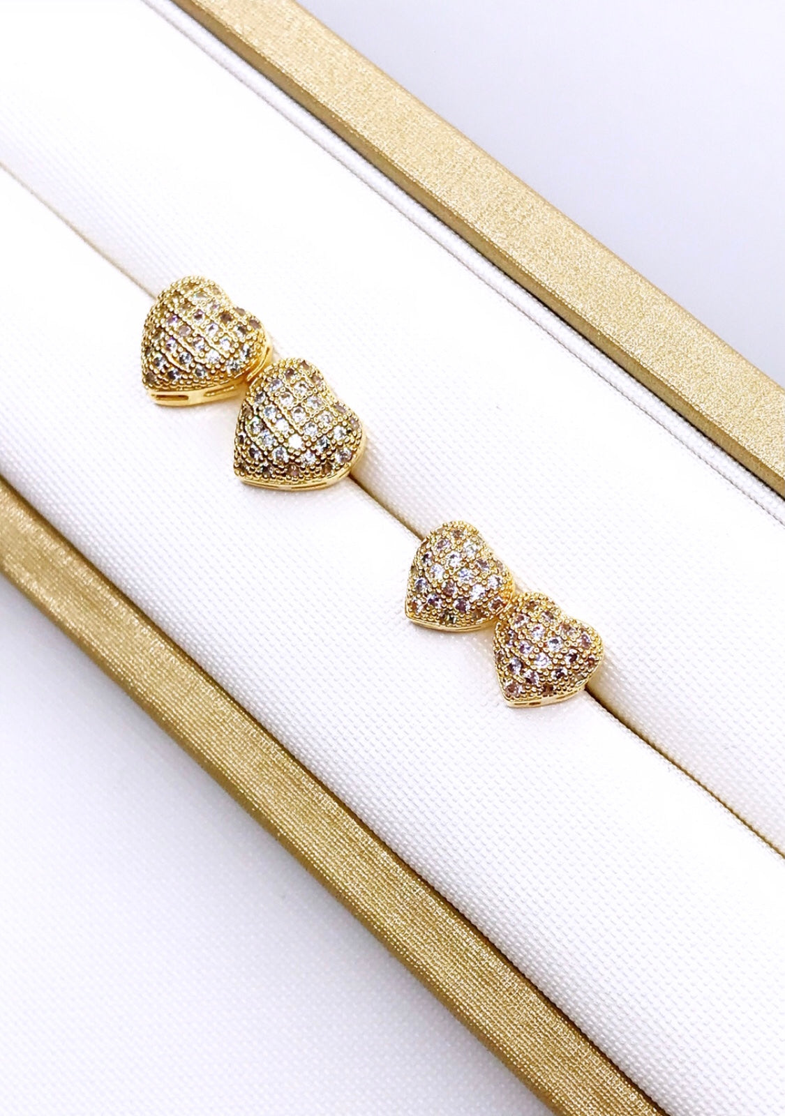 Duo Pave Heart Earring