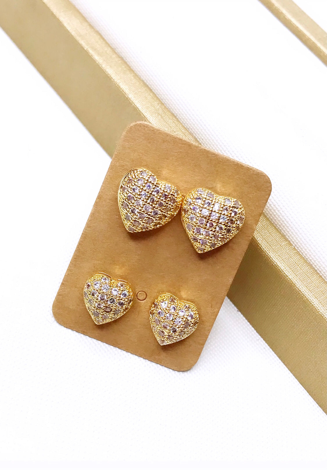 Duo Pave Heart Earring