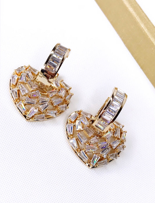 2 in 1 Zirconia Heart Hoop Earring